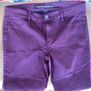 Moto-Style Dark Purple Jeans